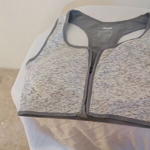 Gray Zip-Up Sports Bra